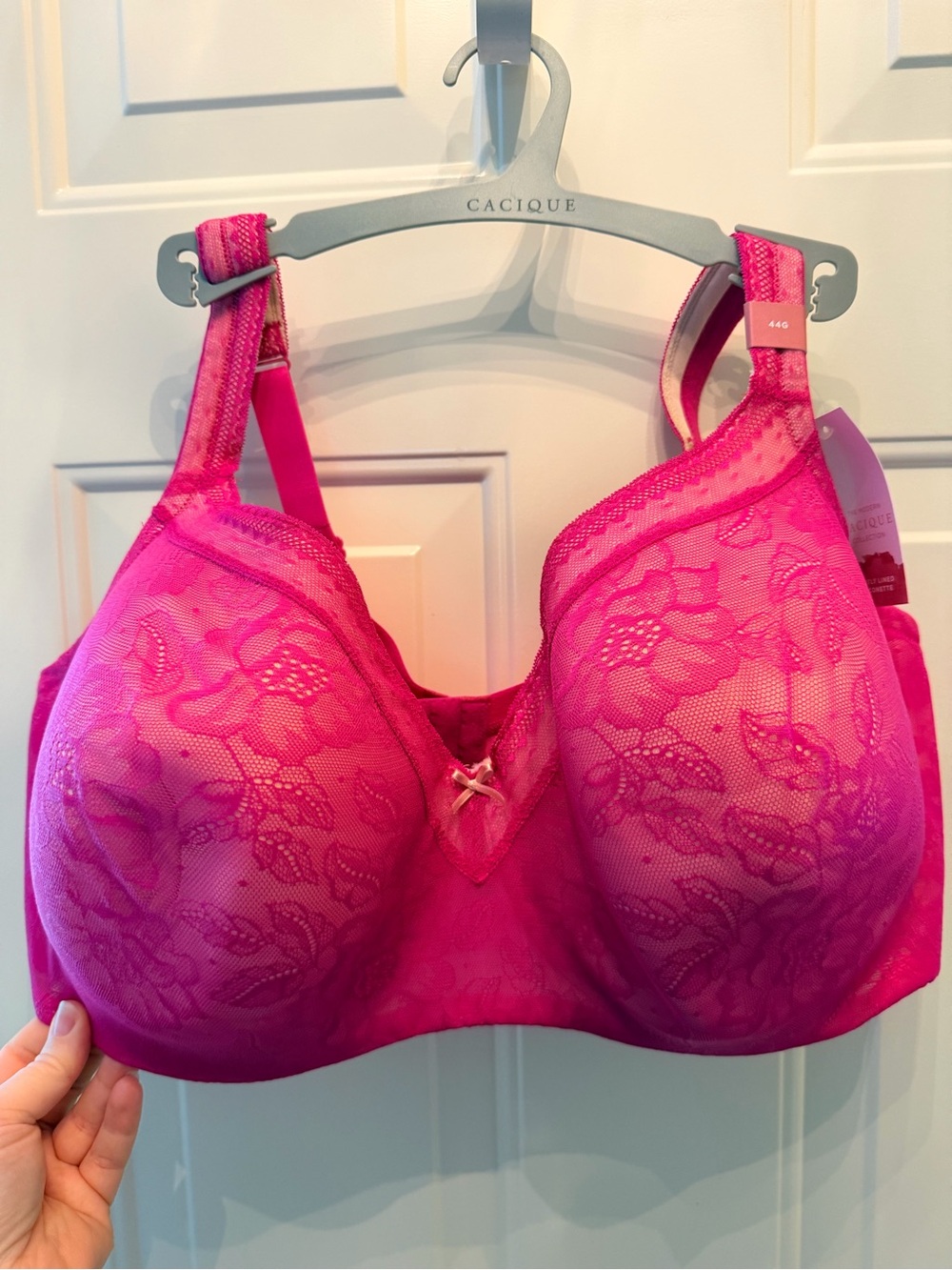 Cacique Hot Pink Lace Full Coverage Bra
